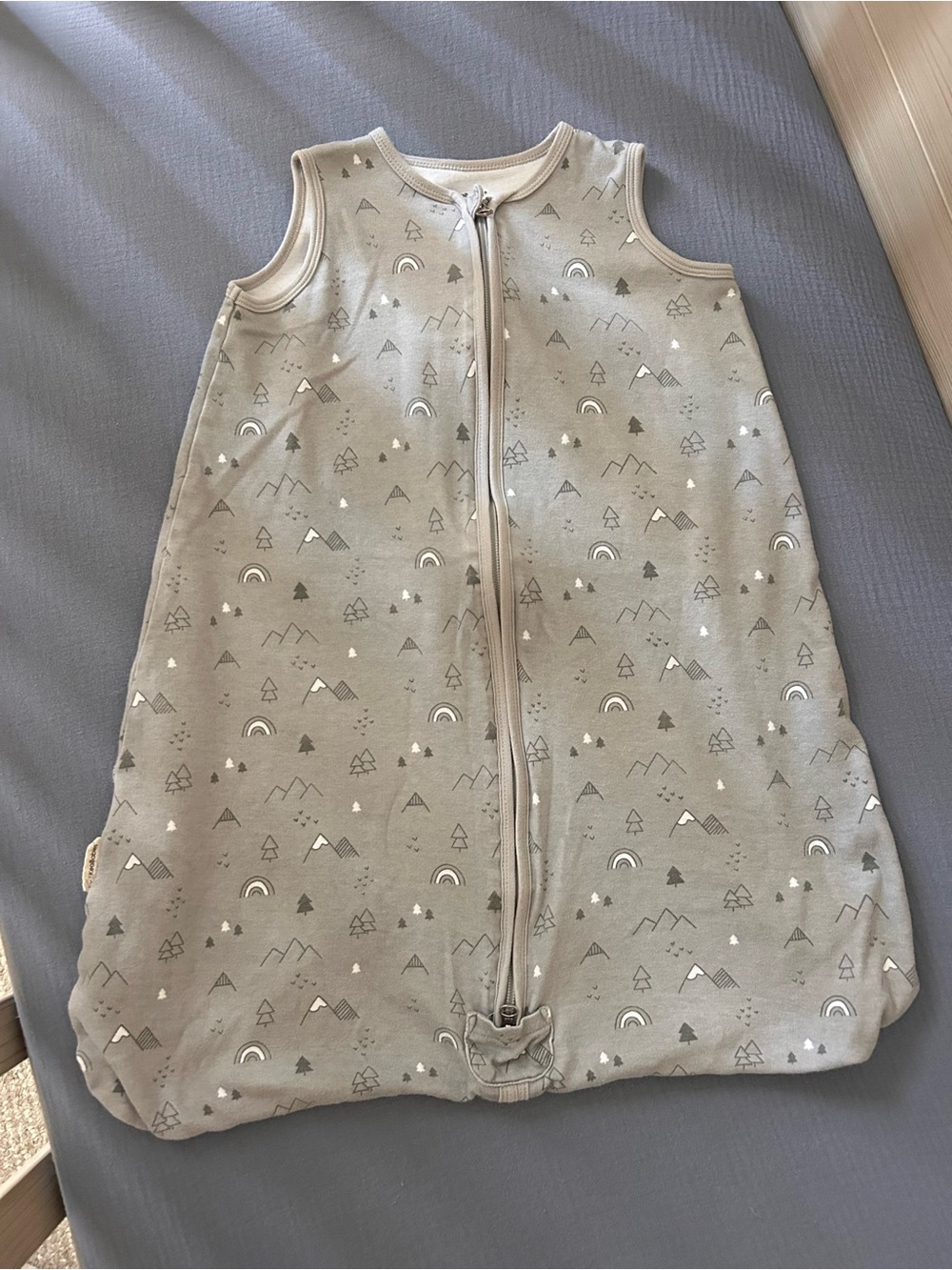 Light Gray Kids Sleep Sack with Mountain & Rainbow Print